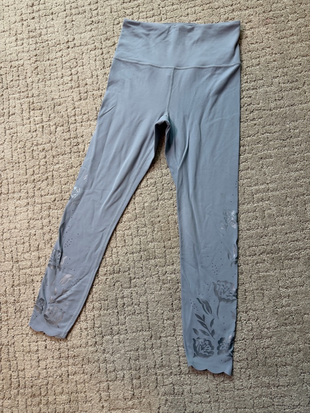 ATHLETA Elation Eyelet 7/8 Tight, Size XS Blue SOFT Yoga #983664